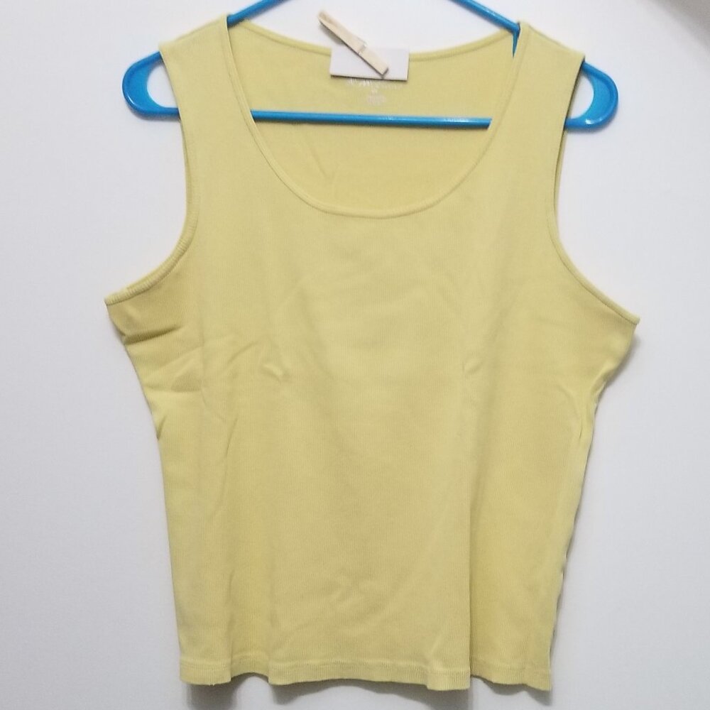 yellow cotton Kim Rogers XL tank top, with name written on